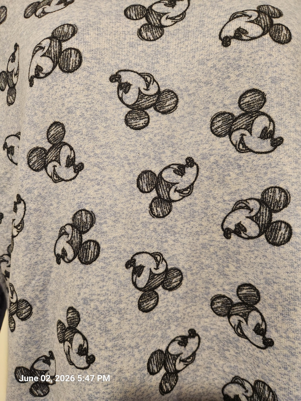 Women Disney Gray and Blue Mickey Mouse Pajama Set - Picture 3 of 5